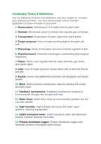 Plant Physiology & Growth Processes Vocabulary Choice Board sample page