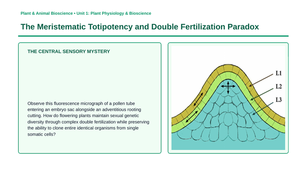 Plant Reproduction & Development Phenomena-Based Lesson: The Meristematic Totipotency and Double Fertilization Paradox Presentation sample page