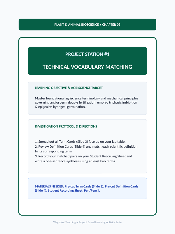 Plant Reproduction & Development Project-Based Learning Activity sample page