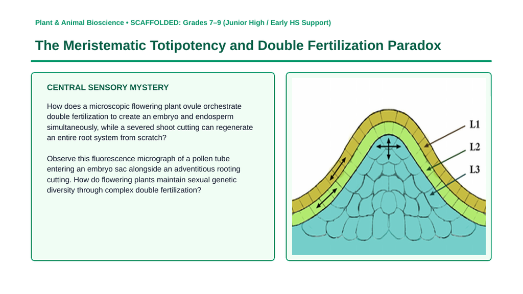 Plant Reproduction & Development Scaffolded Phenomena-Based Lesson: The Meristematic Totipotency and Double Fertilization Paradox Presentation sample page