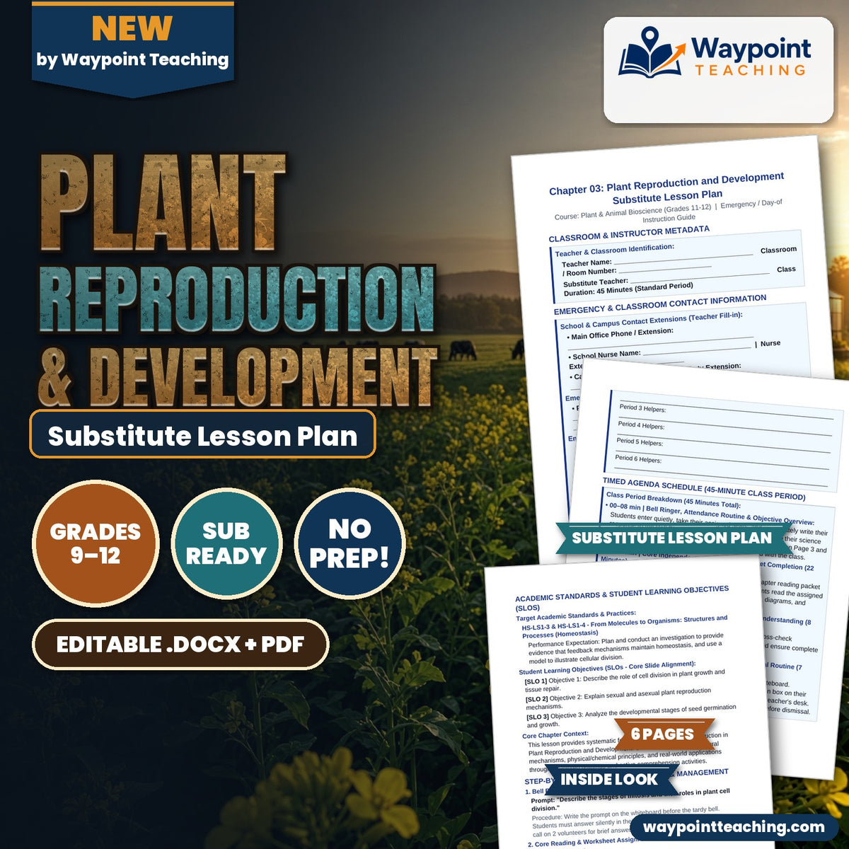 Plant Reproduction & Development Substitute Lesson Plan cover