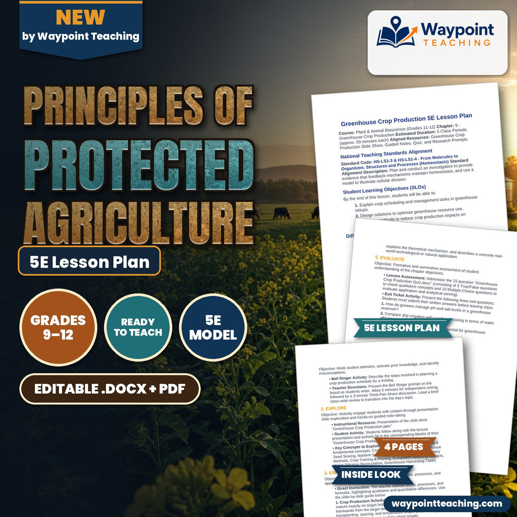 Principles of Protected Agriculture 5E Lesson Plan cover