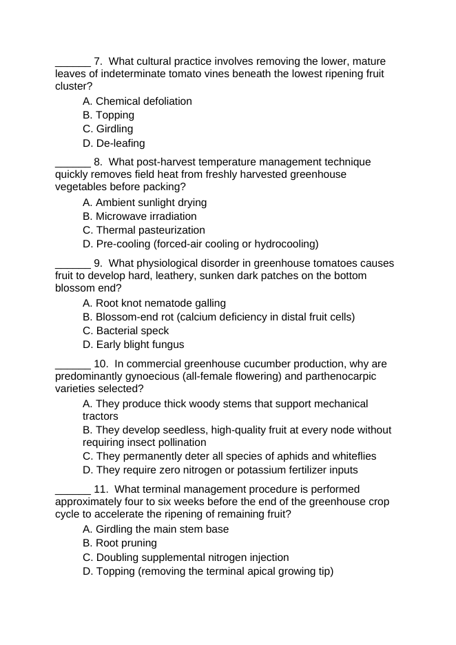Principles of Protected Agriculture Lesson Quiz sample page