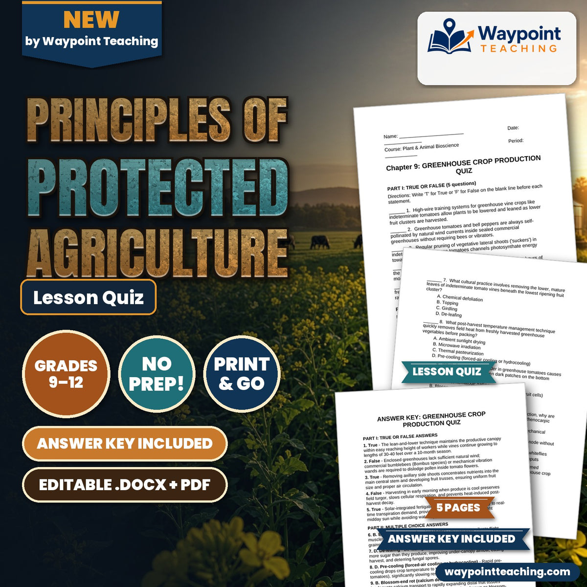Principles of Protected Agriculture Lesson Quiz cover