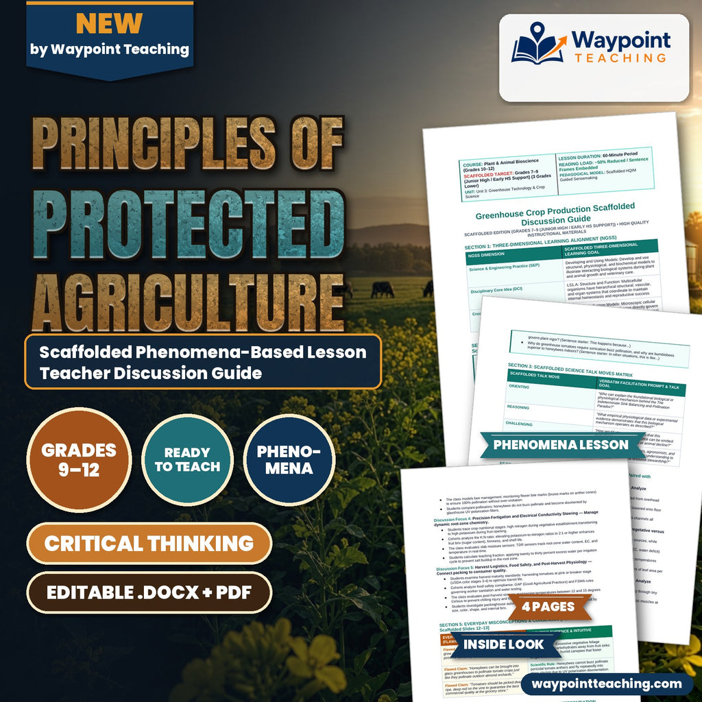 Principles of Protected Agriculture Scaffolded Phenomena-Based Lesson: The Indeterminate Sink Balancing and Pollination Paradox Teacher Discussion Guide cover