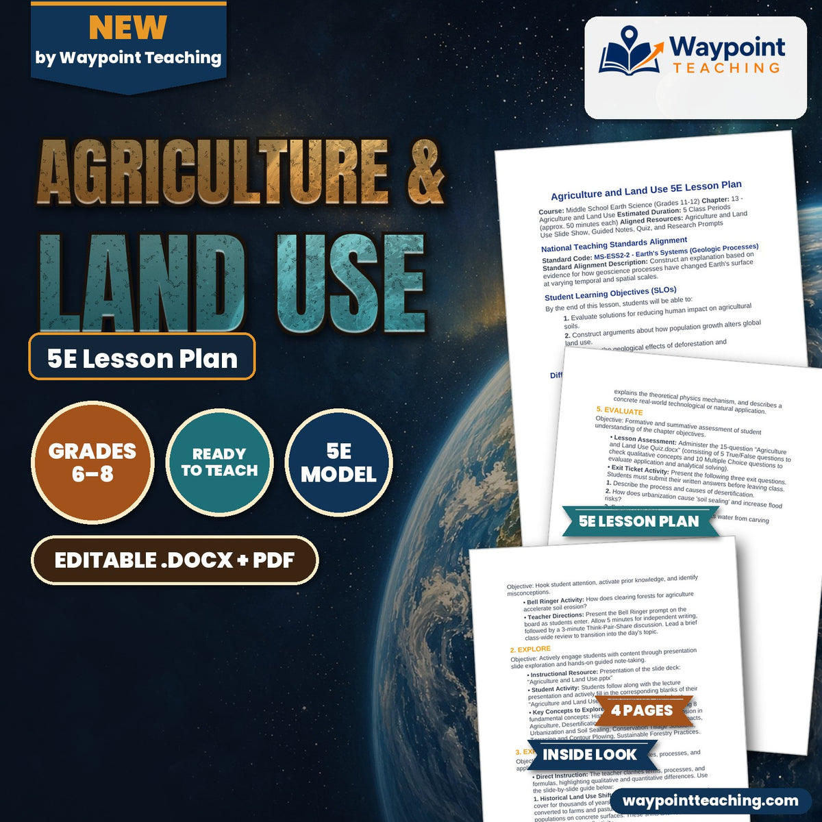 Agriculture & Land Use 5E Lesson Plan cover