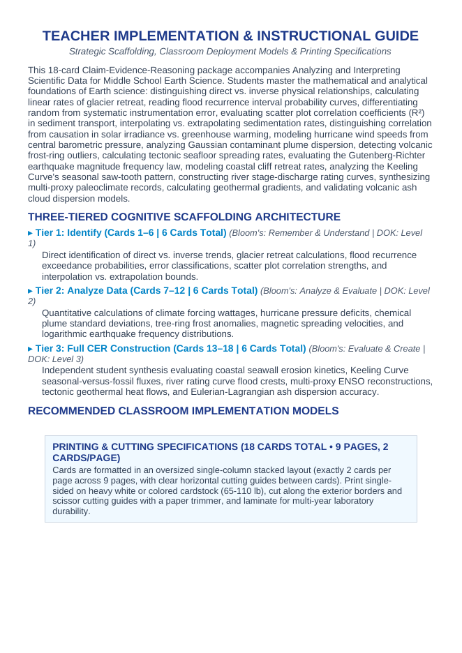 Analyzing & Interpreting Scientific Data CER Task Cards sample page