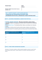 Analyzing & Interpreting Scientific Data Phenomena-Based Lesson: The Breathing Planet: Mauna Loa Keeling Curve Seasonal Zigzag Student Response Sheet sample page
