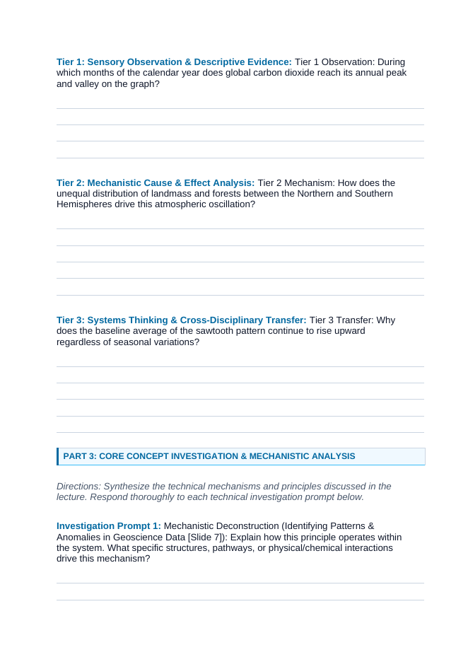 Analyzing & Interpreting Scientific Data Phenomena-Based Lesson: The Breathing Planet: Mauna Loa Keeling Curve Seasonal Zigzag Student Response Sheet sample page