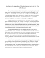Analyzing the Scale Size of the Sun Compared to Earth Reading Worksheet sample page