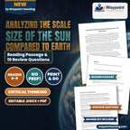 Analyzing the Scale Size of the Sun Compared to Earth Reading Worksheet cover