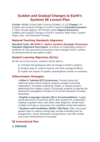 Changes to Earth's Systems 5E Lesson Plan sample page