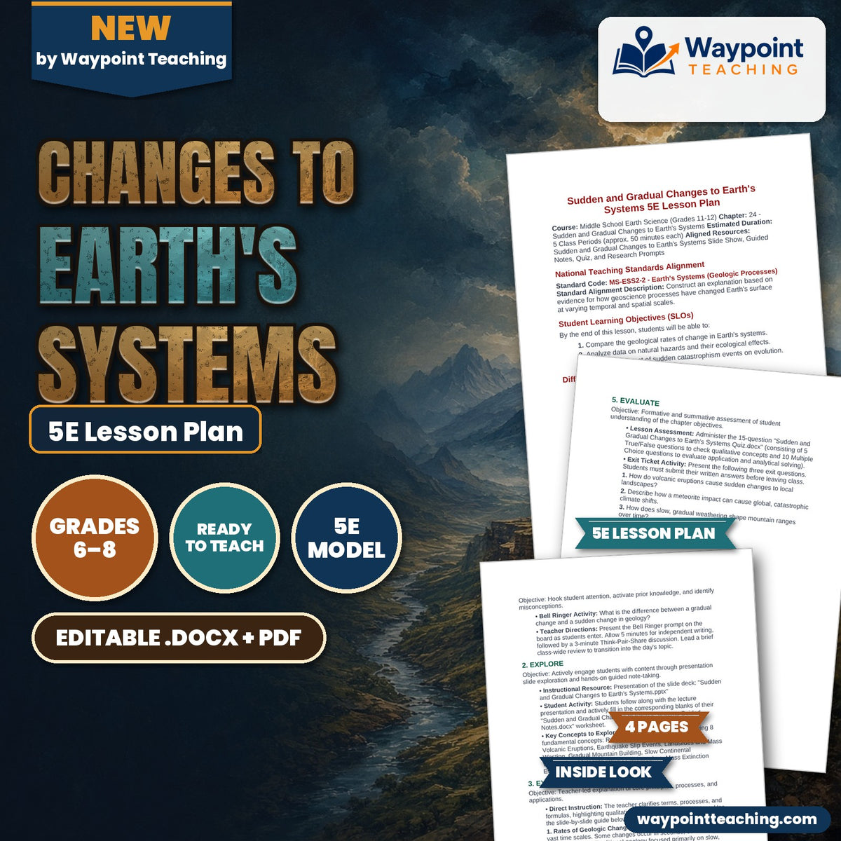 Changes to Earth's Systems 5E Lesson Plan cover