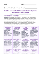Changes to Earth's Systems Vocabulary Choice Board sample page