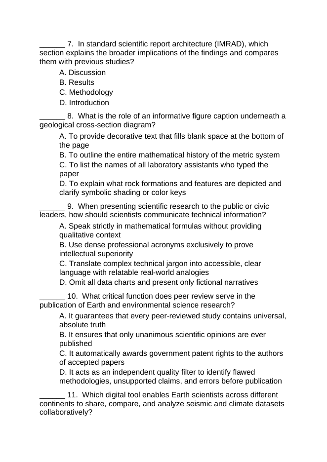 Communicating Scientific Findings Lesson Quiz sample page