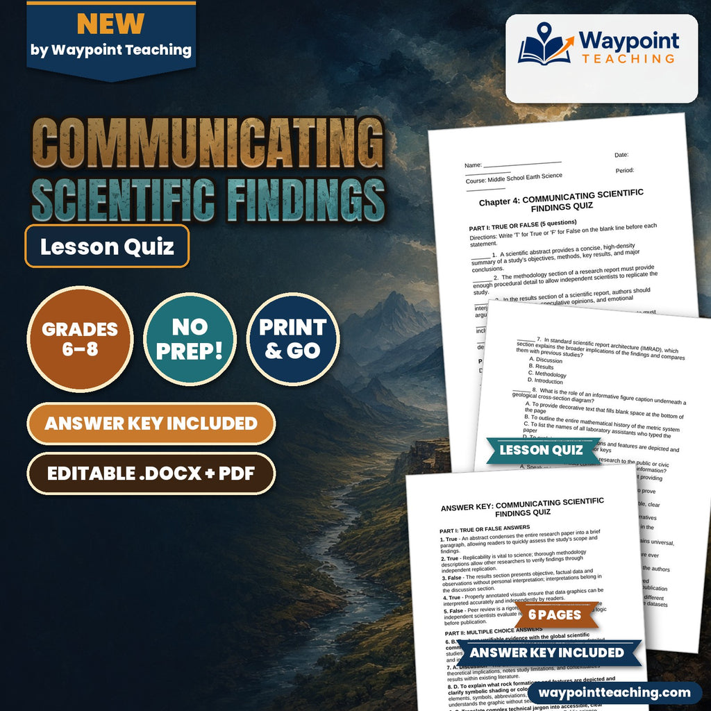Communicating Scientific Findings Lesson Quiz cover
