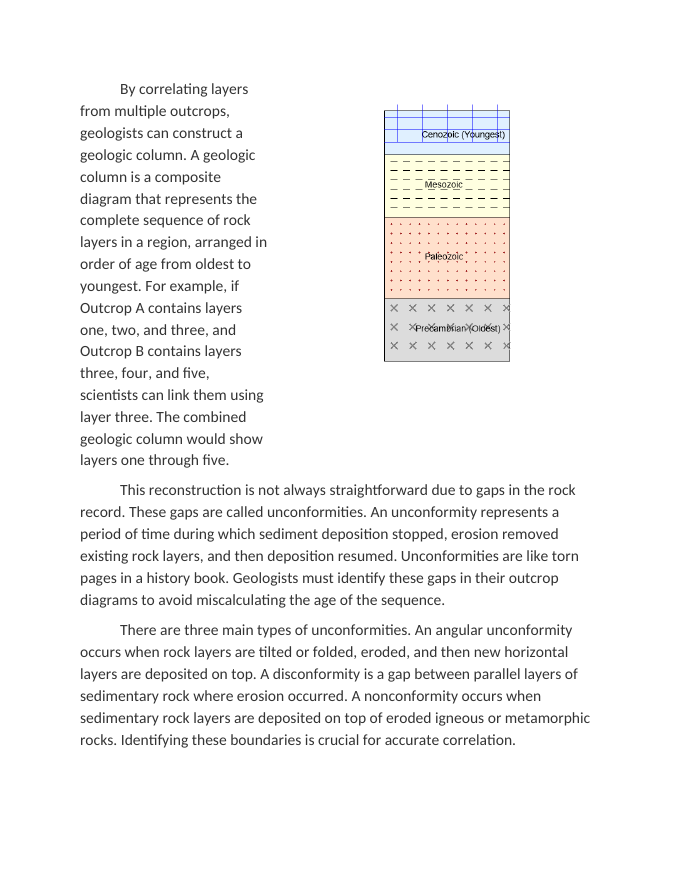 Constructing a Geologic Column from Outcrop Diagrams Reading Worksheet sample page