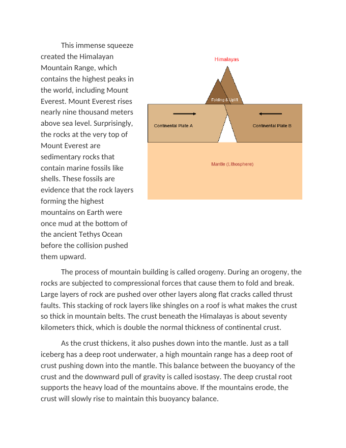 Continental Collisions and the Formation of the Himalayan Mountains Reading Worksheet sample page