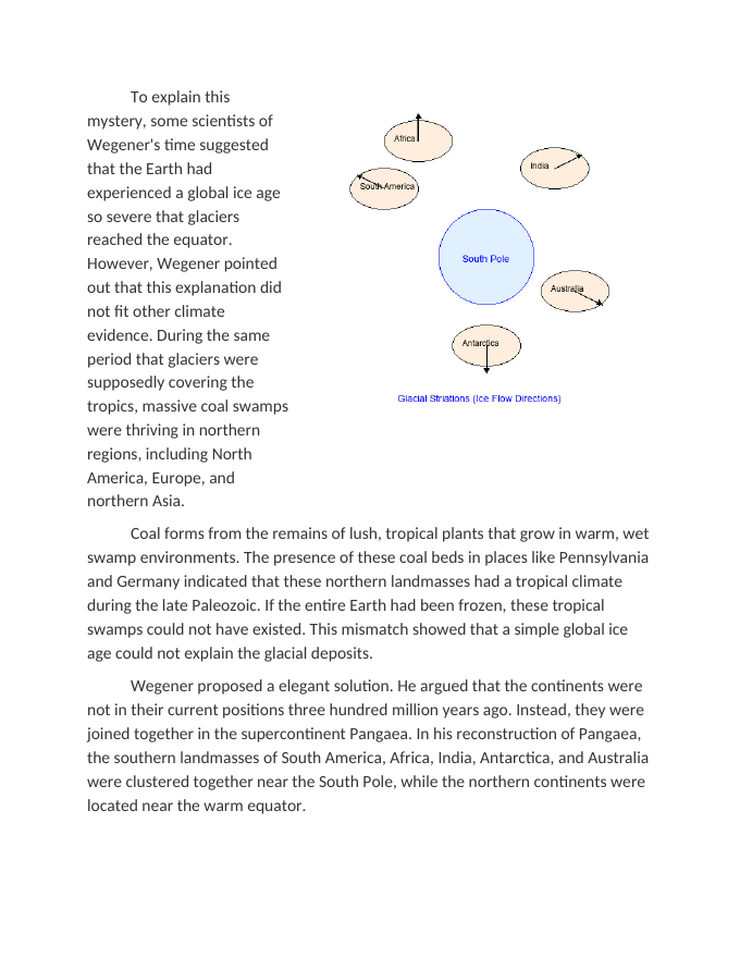 Correlating Glacial Striations in Tropical Climates to Past Plate Positions Reading Worksheet sample page