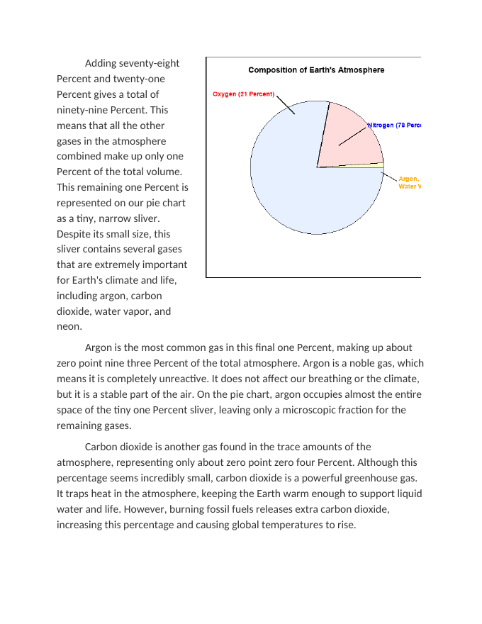 Creating Pie Charts to Represent Earth’s Atmospheric Composition Reading Worksheet sample page