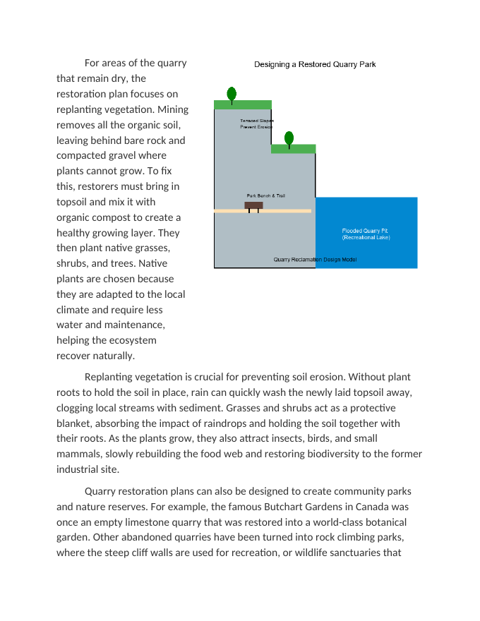 Designing a Plan to Restore an Abandoned Quarry Reading Worksheet sample page