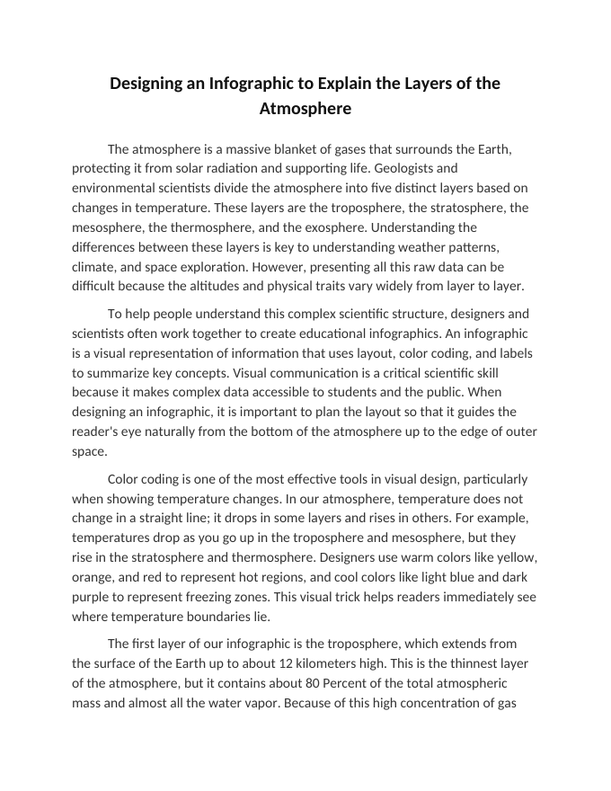 Designing an Infographic to Explain the Layers of the Atmosphere Reading Worksheet sample page