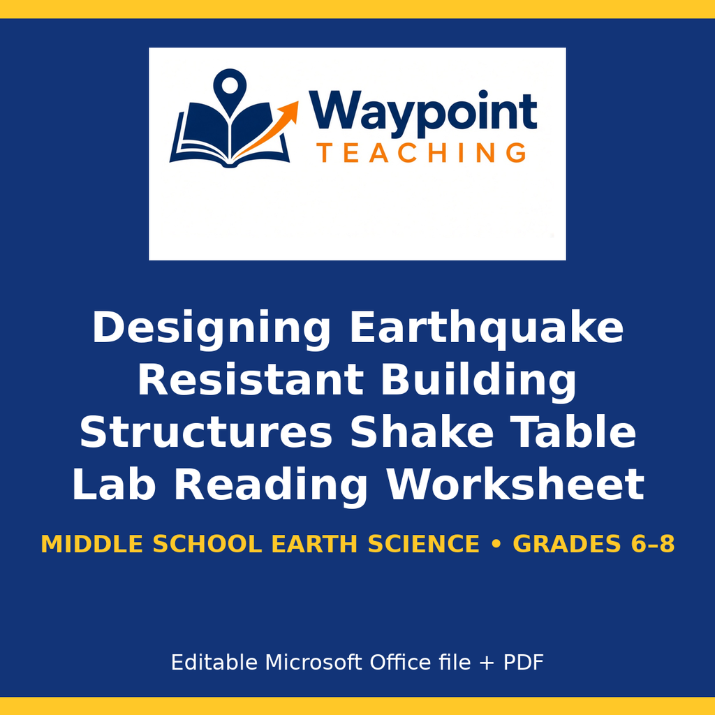Designing Earthquake Resistant Building Structures Shake Table Lab Reading Worksheet cover
