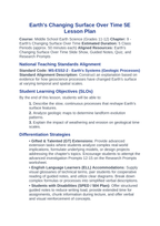Earth's Changing Surface Over Time 5E Lesson Plan sample page
