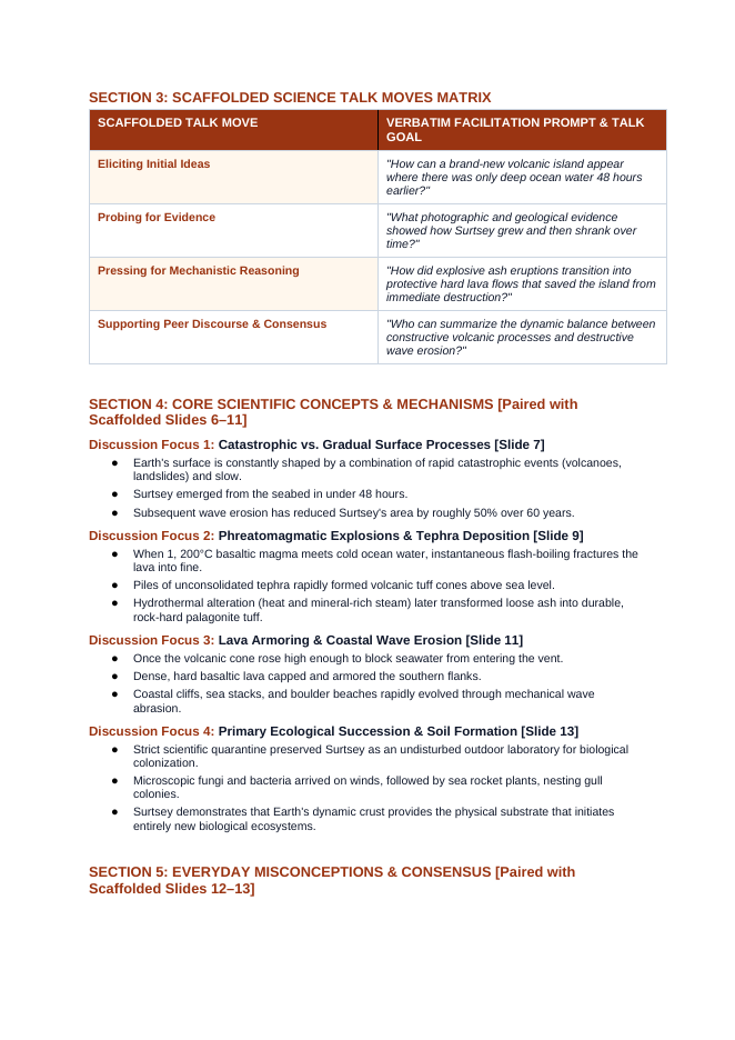 Earth's Changing Surface Over Time Scaffolded Phenomena-Based Lesson: The Birth of Surtsey: A Pristine Volcanic Island Emerging from the Ocean in Days Teacher Discussion Guide sample page