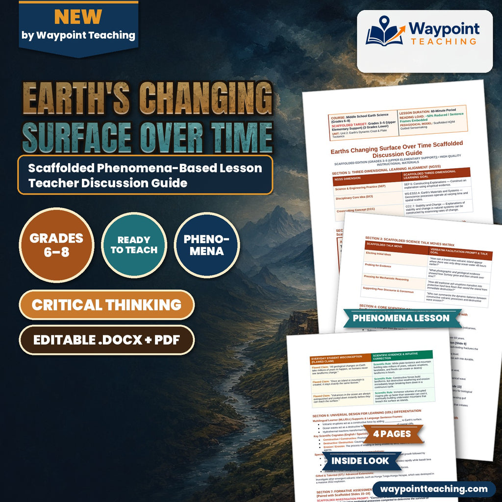 Earth's Changing Surface Over Time Scaffolded Phenomena-Based Lesson: The Birth of Surtsey: A Pristine Volcanic Island Emerging from the Ocean in Days Teacher Discussion Guide cover