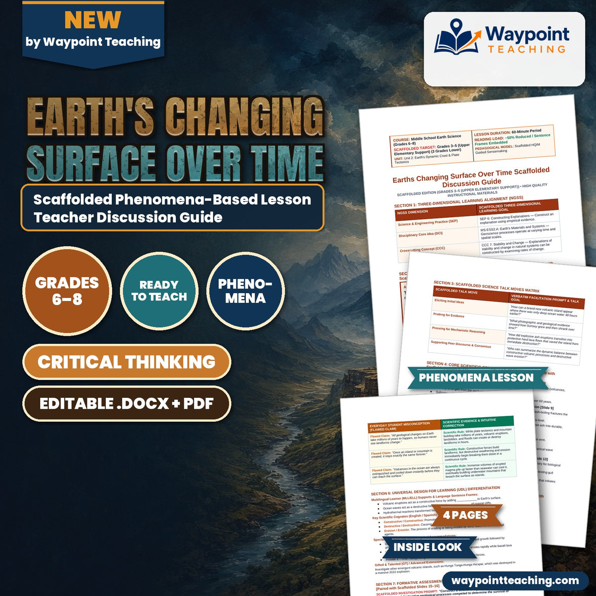 Earth's Changing Surface Over Time Scaffolded Phenomena-Based Lesson: The Birth of Surtsey: A Pristine Volcanic Island Emerging from the Ocean in Days Teacher Discussion Guide cover