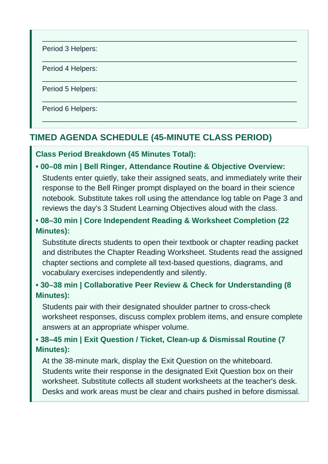 Earth's Changing Surface Over Time Substitute Lesson Plan sample page