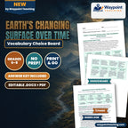 Earth's Changing Surface Over Time Vocabulary Choice Board cover