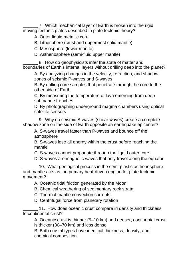 Earth's Layers & Structure Lesson Quiz sample page