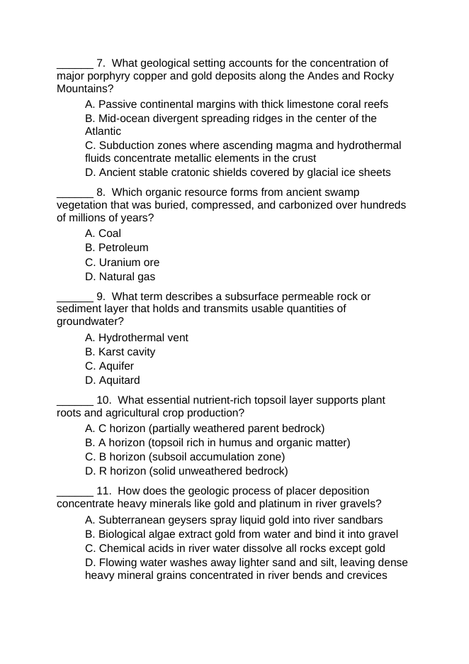 Earth's Natural Resources Lesson Quiz sample page