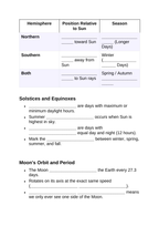 Earth's Rotations, Revolutions, & Phases Guided Notes sample page