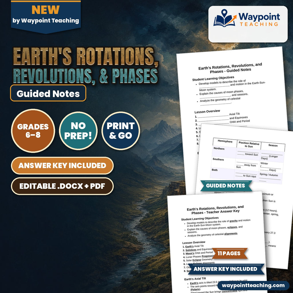 Earth's Rotations, Revolutions, & Phases Guided Notes cover