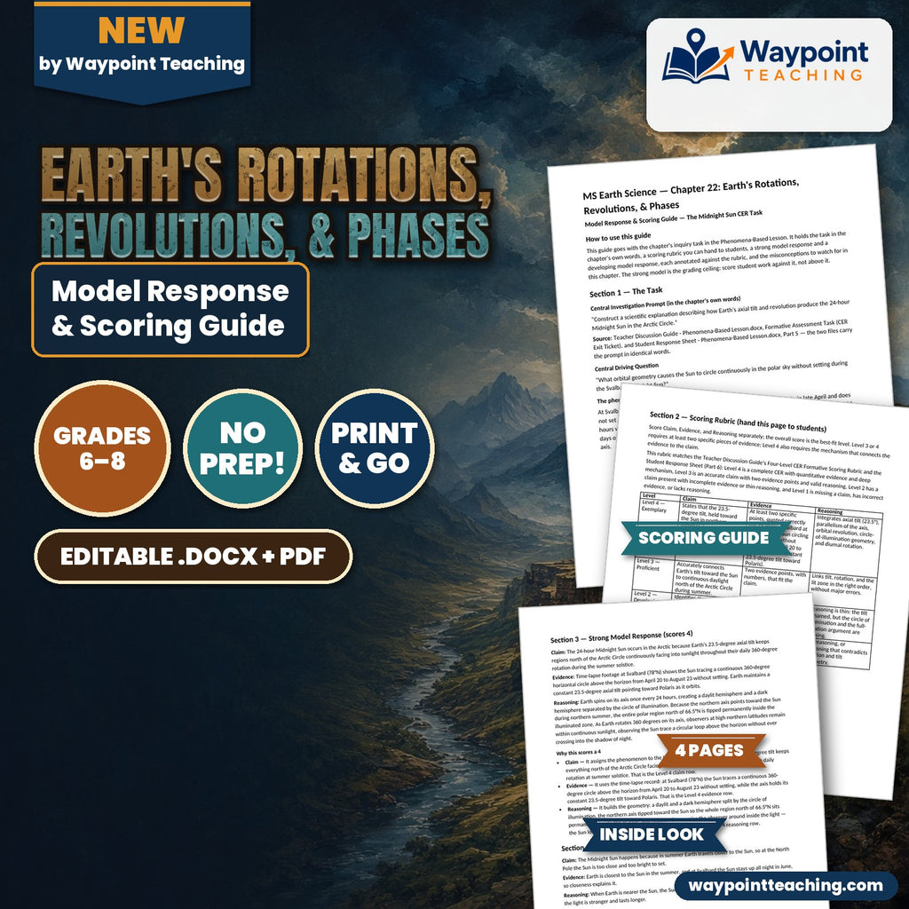 Earth's Rotations, Revolutions, & Phases Model Response & Scoring Guide cover