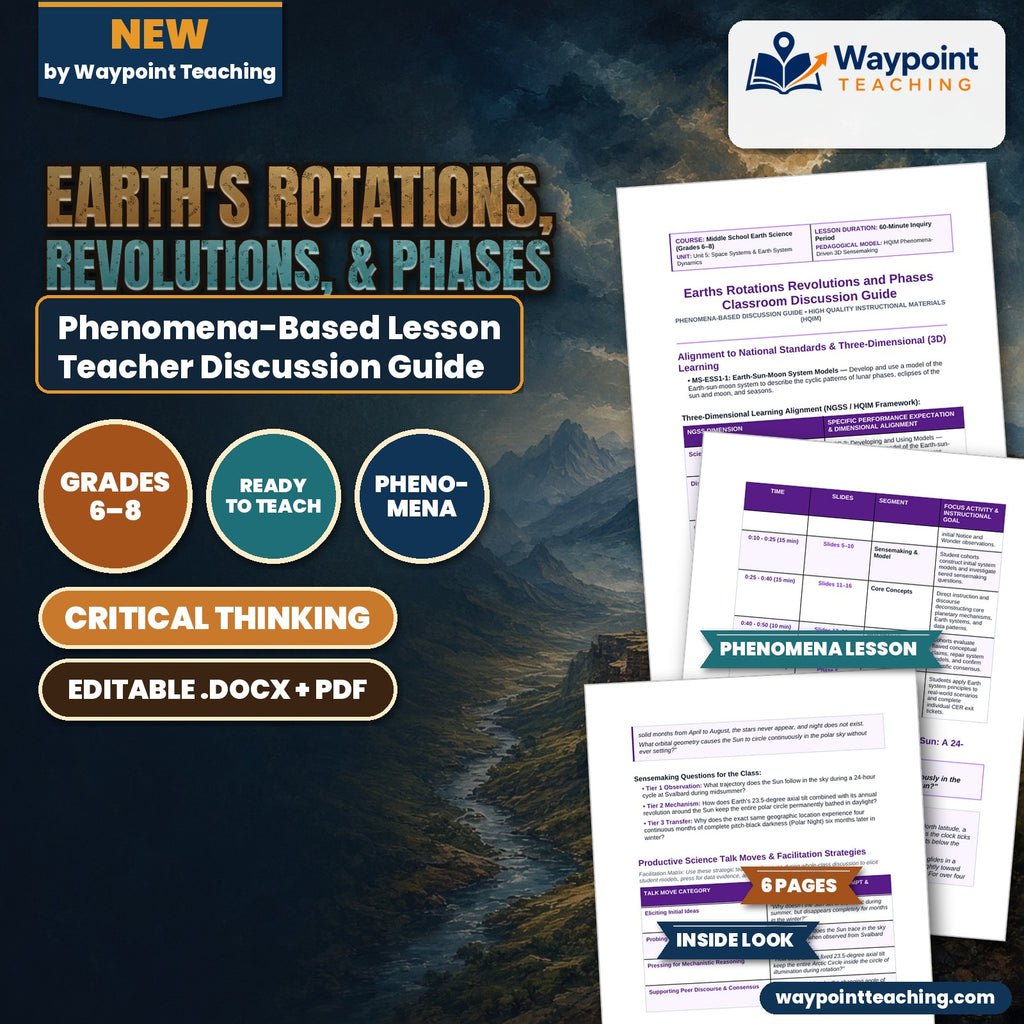 Earth's Rotations, Revolutions, & Phases Phenomena-Based Lesson: The Svalbard Midnight Sun: A 24-Hour Circular Horizon Loop Without Night Teacher Discussion Guide cover