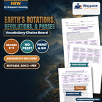 Earth's Rotations, Revolutions, & Phases Vocabulary Choice Board cover