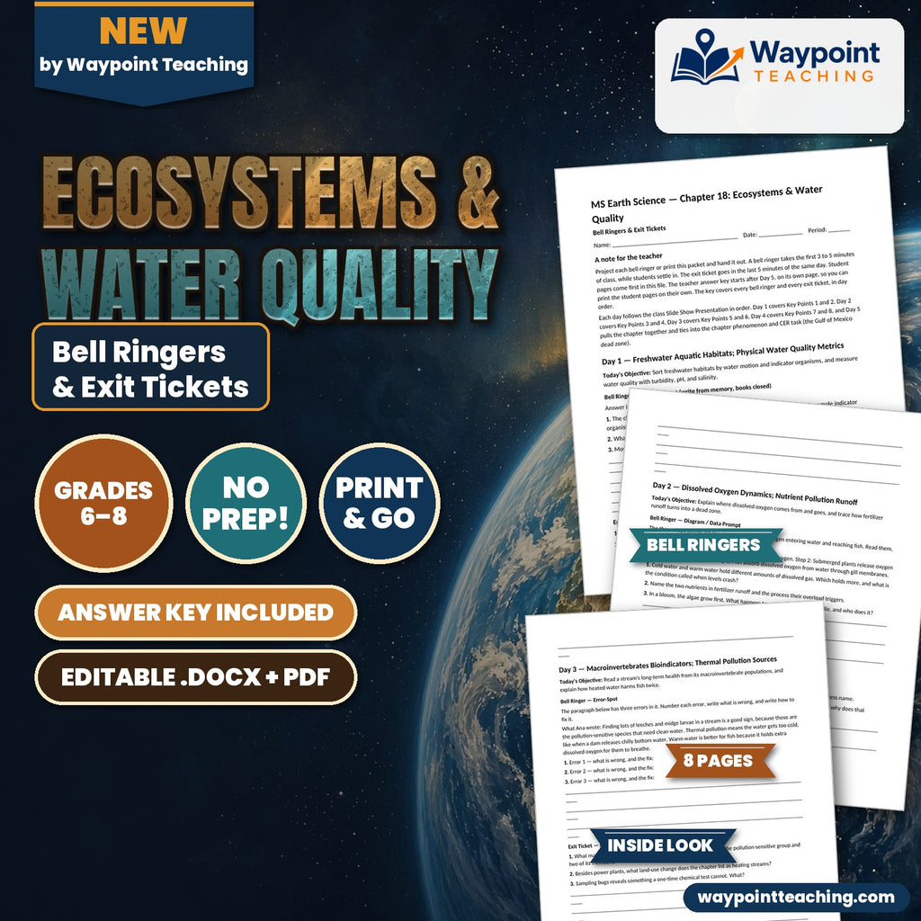 Ecosystems & Water Quality Bell Ringers & Exit Tickets cover