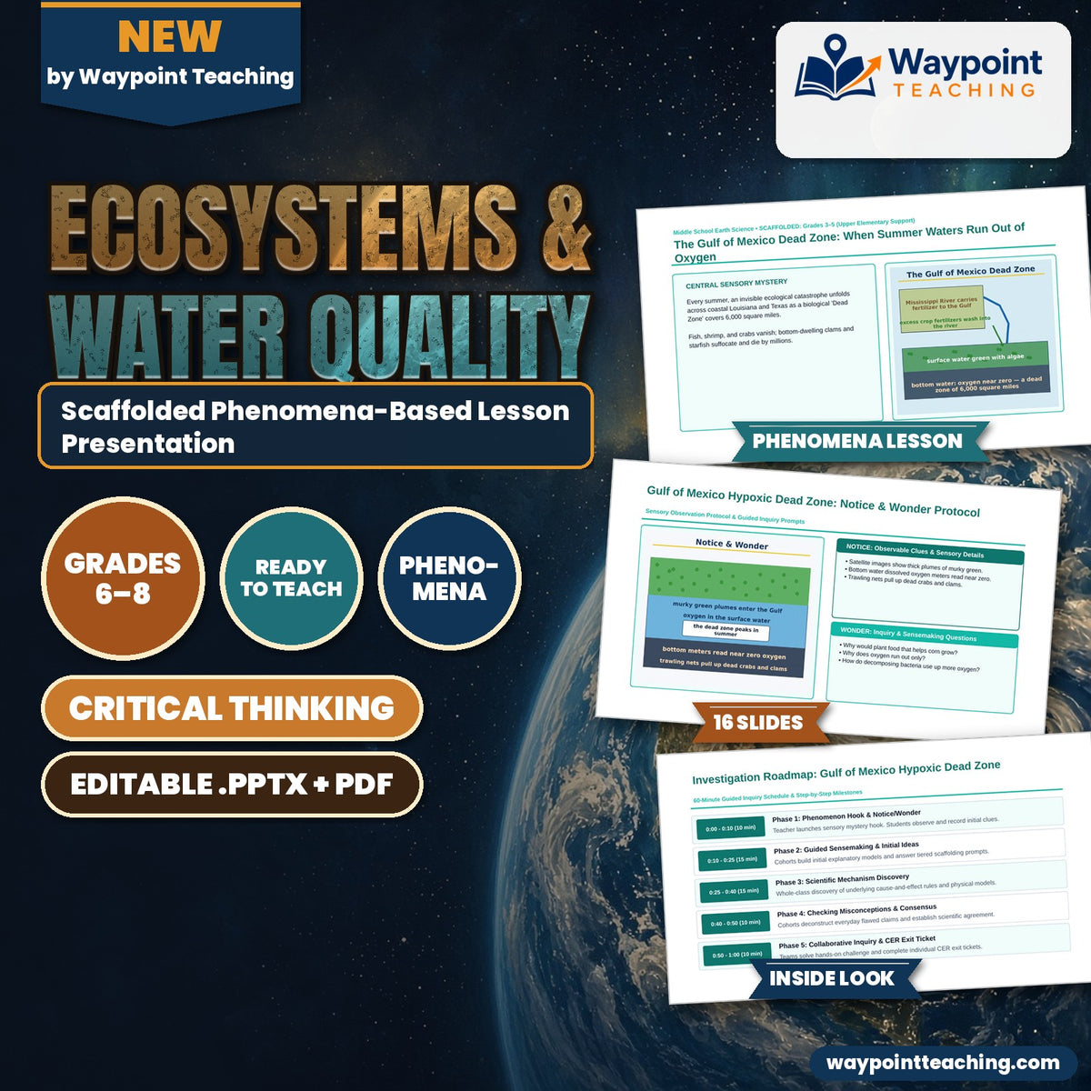 Ecosystems & Water Quality Scaffolded Phenomena-Based Lesson: The Gulf of Mexico Dead Zone: When Summer Waters Run Out of Oxygen Presentation cover