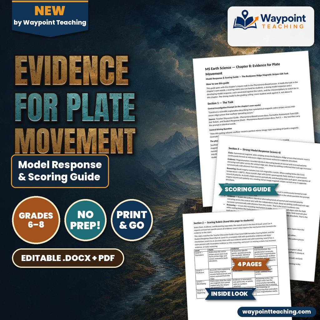 Evidence for Plate Movement Model Response & Scoring Guide cover