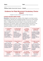 Evidence for Plate Movement Vocabulary Choice Board sample page