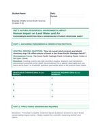 Human Impact on Land, Water, & Air Phenomena-Based Lesson: The Great Pacific Garbage Patch: A Swirling Plastic Vortex in the Open Ocean Student Response Sheet sample page