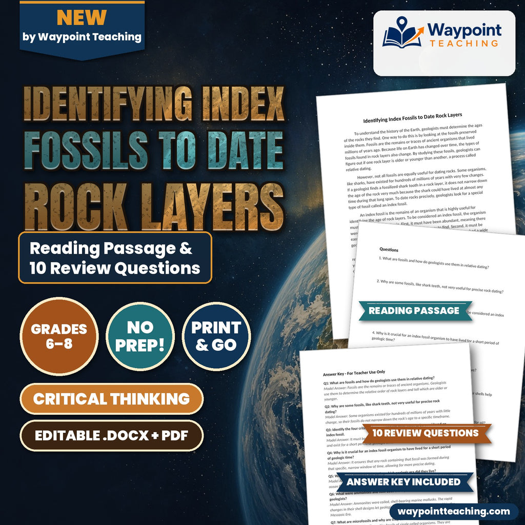Identifying Index Fossils to Date Rock Layers Reading Worksheet cover
