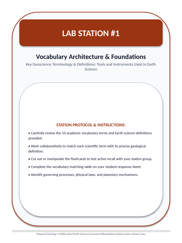 Instruments Used in Earth Science Differentiation Stations sample page