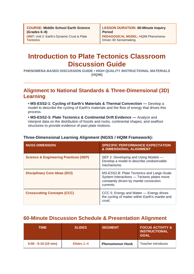 Intro to Plate Tectonics Phenomena-Based Lesson: The Thingvellir Fissure: Walking Between Diverging Continents in Iceland Teacher Discussion Guide sample page