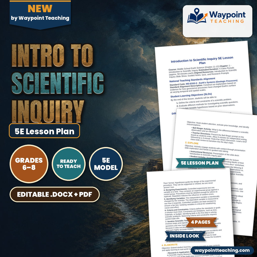 Intro to Scientific Inquiry 5E Lesson Plan cover