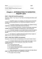 Intro to Scientific Inquiry Lesson Quiz sample page